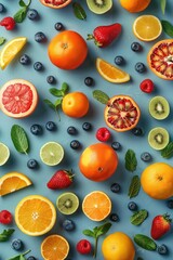 background from fruits top view