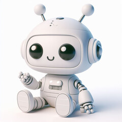 3D funny robot cartoon on white background
