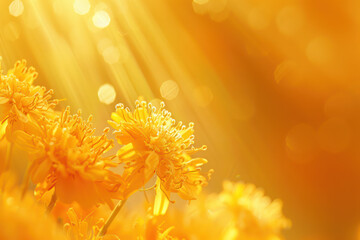 A close up view of a bunch of vibrant yellow flowers, showcasing their intricate details and bright color