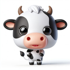Fototapeta premium 3D funny cow cartoon on white background 
