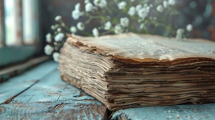 Vintage Book Covered With Flowers