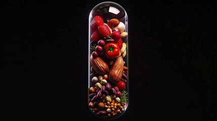 capsule with fruits and vegetables