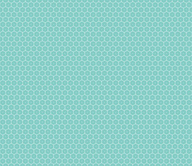 Hexagon pattern geometric design. Turquoise color on matching background. Bold rounded stacked hexagons mosaic pattern. Regular hexagon shapes. Seamless pattern. Tileable vector illustration.