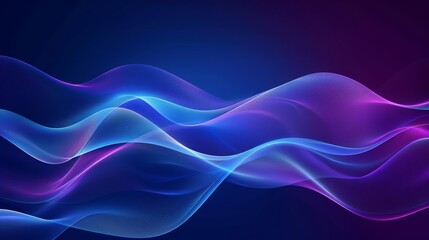 Fototapeta premium Abstract blue and purple background with blurred wavy lines, dark gradient, high resolution, banner design, dark blue background, blur effect, smooth curves, elegant