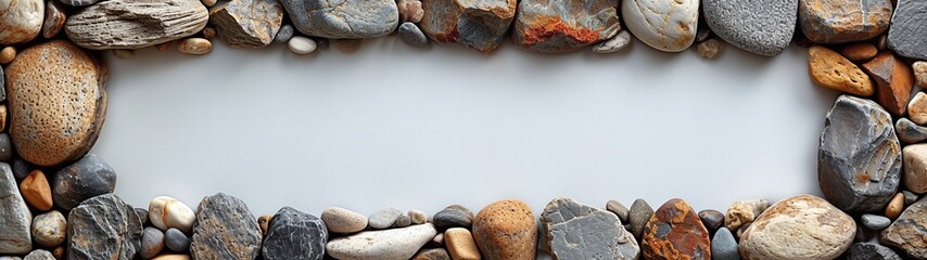 pebble frame border on white background