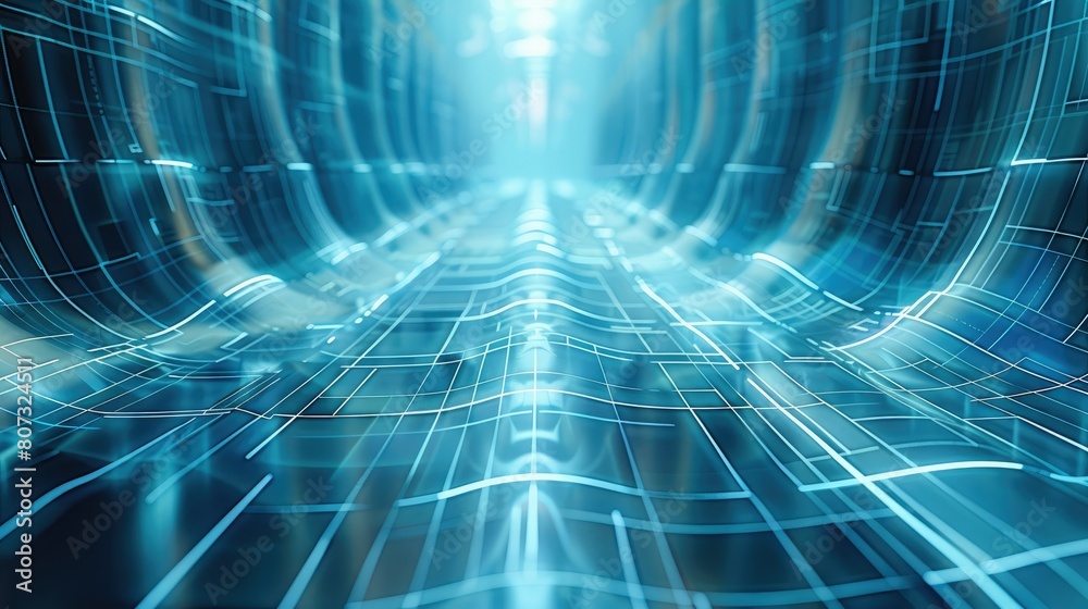 Poster advanced logistics technology depicted with pale cerulean lines. generative ai.
