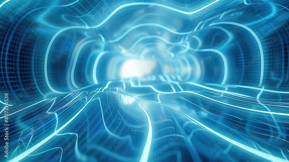 Poster advanced logistics technology depicted with pale cerulean lines. generative ai.