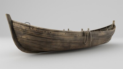 old wooden boat on white background