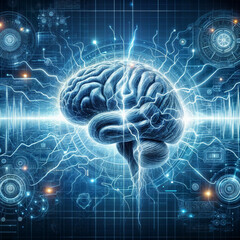 Human brain, conceptual illustration created with generative ai.