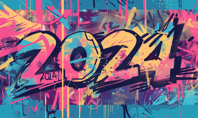 Obraz premium 2024 graffiti on a street wall texture