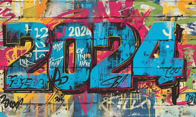 2024 graffiti on a street wall texture