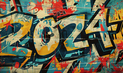 2024 graffiti on a street wall texture