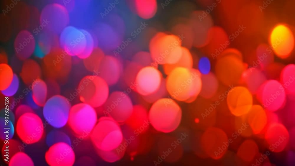 Poster A bokeh effect with blurred light circles that is bright and colorful