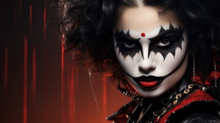 Dramatic portrait of a woman with gothic makeup