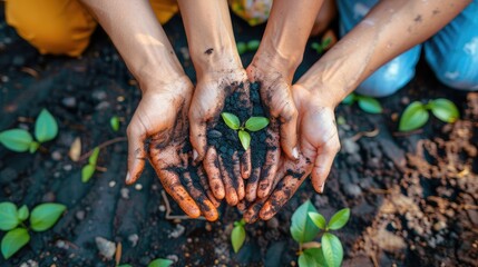 A display of community service projects, volunteer opportunities, and charitable initiatives for social responsibility. Copy space. top view. Generative AI.
