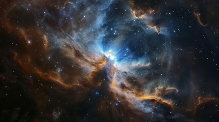 Fototapeta premium Realistic shot of an aweinspiring view of the nebula in deep space