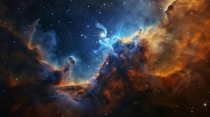 Fototapeta premium Realistic shot of an aweinspiring view of the nebula in deep space