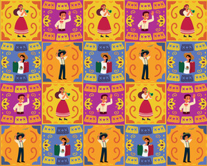 patrón Fiesta patria México colorido, Independencia