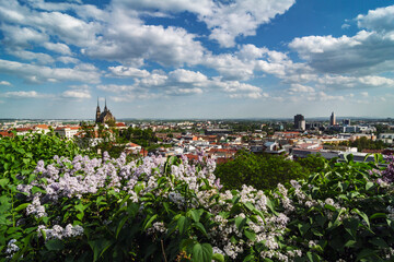 Spring panorama of the city of Brno, Czech Republic