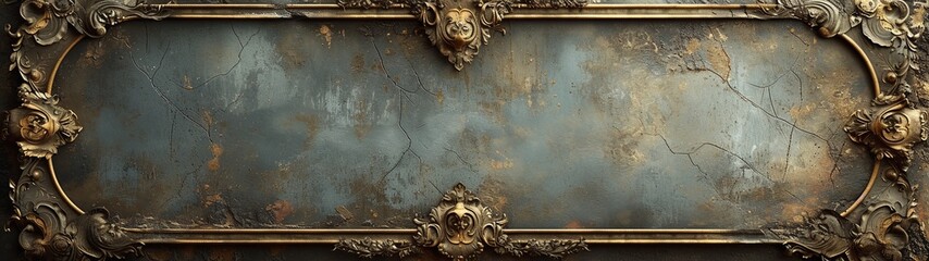 faded gold vintage ornate frame background