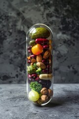 capsule with fruits and vegetables