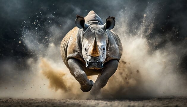 rinoceronte corriendo de frente
