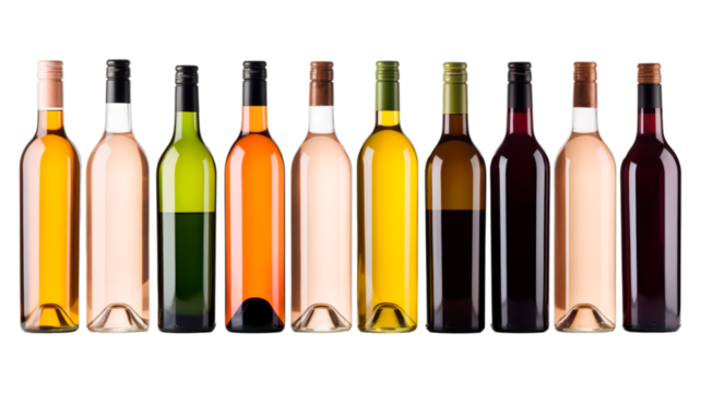 bottles of wine isolated on transparent png background. Generative ai - Powered by Adobe