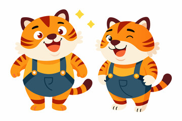 tiger emoji sheet vector illustration