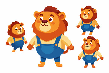 Lion emoji sheet vector illustration