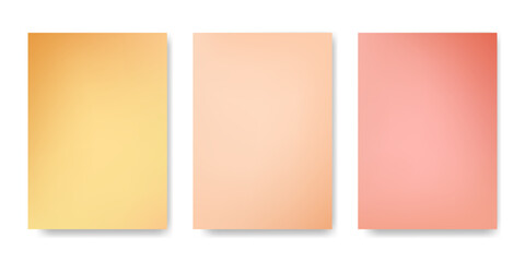 Set of yellow orange pink color gradients. Abstract blurred mixed colors. Cover, poster, banner, flyer, postcard background