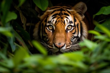 close-up of a tiger in the jungle