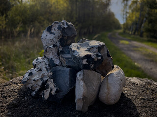A close up shot of flint pile in nature