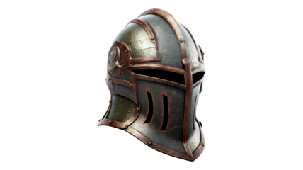 Knight Helmet isolated on transparent png background. Generative ai