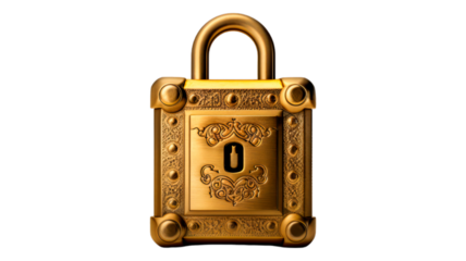 Lock isolated on transparent png background. Generative ai