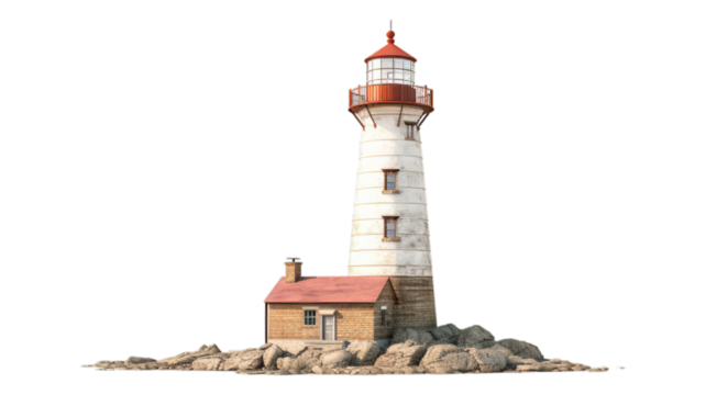 Lighthouse isolated on transparent png background. Generative ai