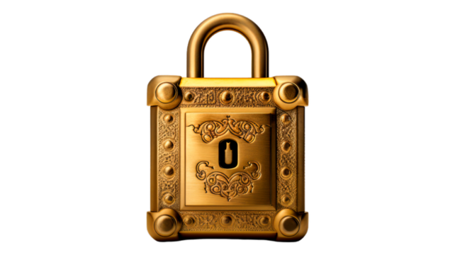 Lock isolated on transparent png background. Generative ai
