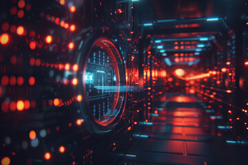 Fototapeta premium Data Encryption in IoT, Secure Cloud Tunnel Concept