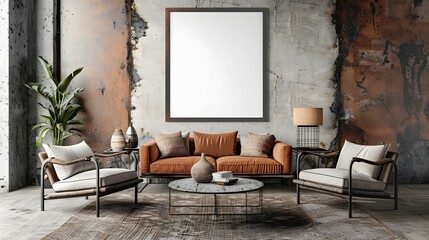 a mockup frame within a backdrop of rustic decor that captures the essence of laid-back elegance and artistic expression