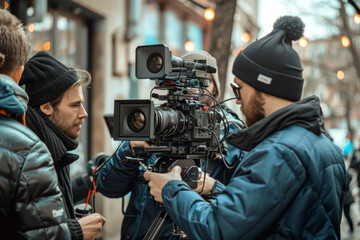 Indie Film Crew Filming Scene On Set