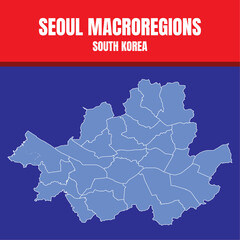 Obraz premium Macrorregiões de Seul, capital da Coréia do Sul