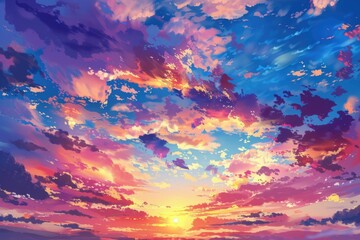 Beautiful sunset painting suitable for various projects