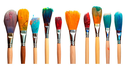 Paint Brushes isolated on transparent png background. Generative ai