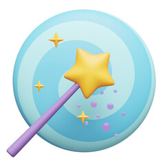 magic wand blue 3D Illustration