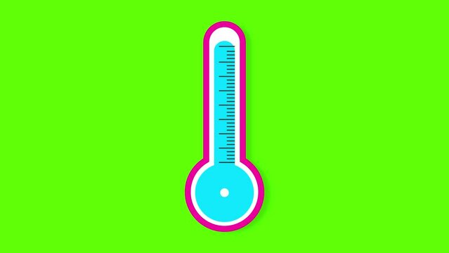 Thermometer temperature increase and decrease rising animation for clinical or weather update green screen
