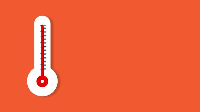 Thermometer temperature increase and decrease rising animation for clinical or weather update