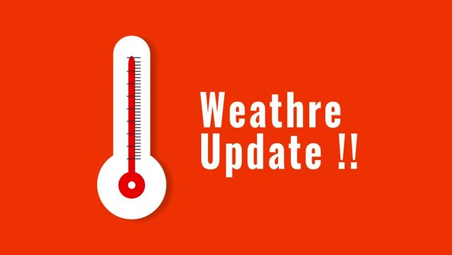 Thermometer temperature increase and decrease rising animation with weather update text
