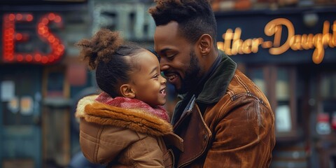 Obraz premium Man Holding Little Girl in Arms