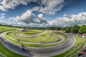 Unleashed Speed: A Panoramic Capture of Exhilarating TT Racetrack Action