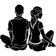 Couple sitting vector silhouette 