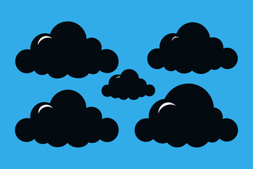 Obraz premium A set of clouds illustration in the sky in black silhouette
